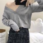 Long Sleeve V-neck Cropped Cardigan