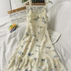 Ruffled-trim Printed Midi Dress