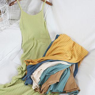 Ribbed Midi Spaghetti Strap Knit Dress