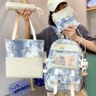 Set: Tie Dye Nylon Backpack + Tote Bag + Crossbody Bag + Pouch