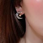 Faux Pearl Moon & Star Earring 1 Pair - Gold - One Size