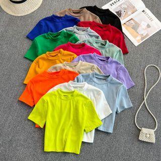 Short Sleeve Mock Neck Crop Top
