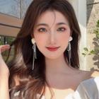 Rose Earring 1 Pair - Beige & Transparent - One Size