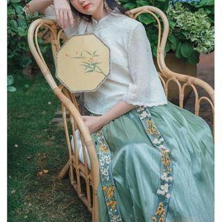 Floral Strap Mesh Maxi Skirt