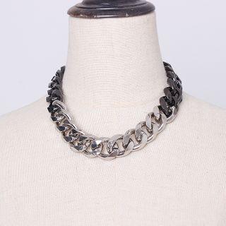Two-tone Chain Necklace Silver & Gunmetal - One Size