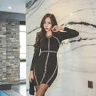 Metallic Chain-trim Bodycon Dress