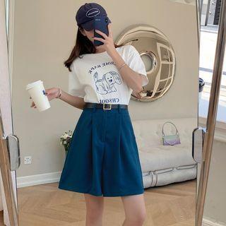 High-waist Plain A-line Short Dress Pants