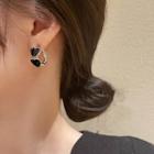 Heart Alloy Hoop Earring 1 Pair - Black - One Size