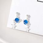 Planet Drop Earring 1 Pair - Blue - One Size