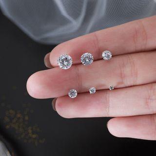 Rhinestone Sterling Silver Stud Earring