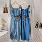 Single-breasted Denim Overall Dress