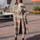 Long Plaid Double-breasted Coat