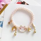 Faux Pearl Cat Charm Bracelet 1 Pc - Bracelet - Cat - Pink - One Size