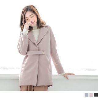 Notched-lapel Woolen Coat
