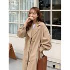 Belted Balloon-sleeve Trench Coat