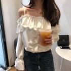 Cold-shoulder Ruffle-trim Shirt