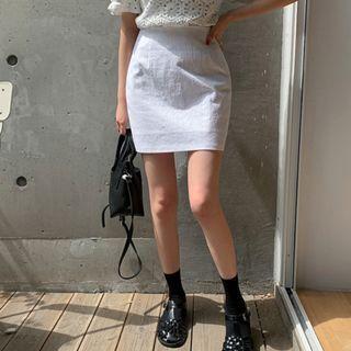 Basic Cotton Mini Pencil Skirt