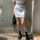 Basic Cotton Mini Pencil Skirt