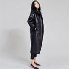 Faux-leather Long Coat