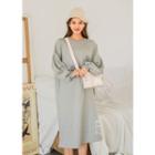 Tall Size Label-trim Puff-sleeve Pullover Dress