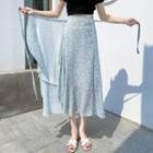 Tie-waist Floral Midi A-line Skirt
