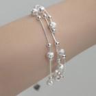 Bead Sterling Silver Layered Bracelet 1 Pc - Silver - One Size