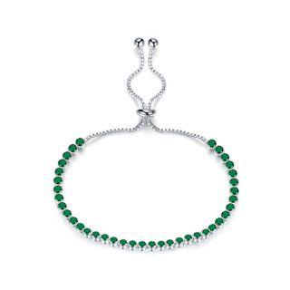 Fashion Simple Geometric Bracelet With Green Cubic Zirconia Silver - One Size