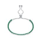 Fashion Simple Geometric Bracelet With Green Cubic Zirconia Silver - One Size