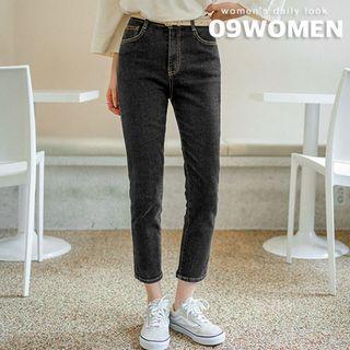 Plus Size Stitched Straight-cut Jeans
