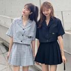 Short-sleeve Shirt / Mini A-line Skirt