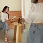 Balloon-sleeve Crop Blouse