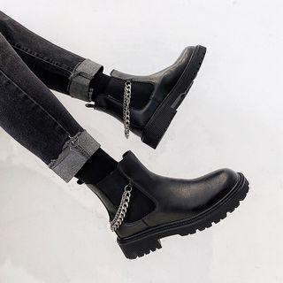 Chain Strap Platform Short Chelsea Boots