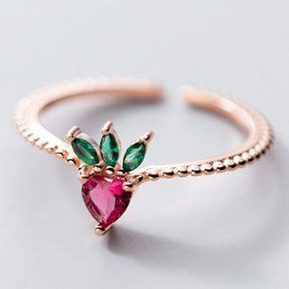 Strawberry Rhinestone Sterling Silver Ring