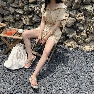 Linen Blend Zip Hoodie Playsuit