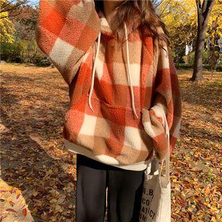 Hooded Fleece Plaid Sweatshirt