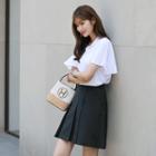 Mandarin-collar Flutter-sleeve Blouse