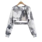 Tie-dyed Long Sleeve Cut-out Cropped T-shirt