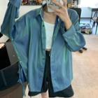 Lace-up Shirt Bluish Green - One Size