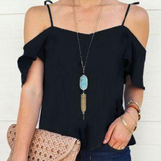 Short-sleeve Tie-shoulder Top