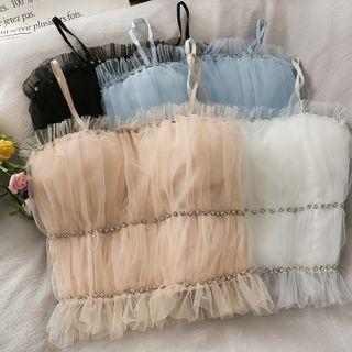 Rhinestone Mesh Camisole Top