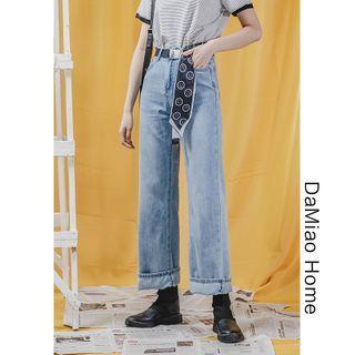 High-waist Wide Jeans With Belt