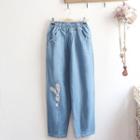 Rabbit Embroidery Wide-leg Jeans