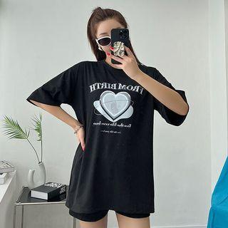 Letter Heart-print T-shirt