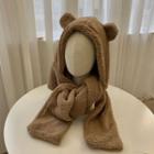 Chenille Small Bear Ear Hat With Scarf
