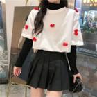 Mock-neck Long-sleeve T-shirt / Short-sleeve Butterfly T-shirt