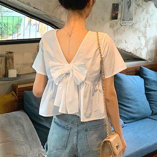 Short Sleeve Bow Back Top