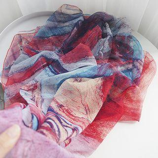 Printed Scarf Red &blue - One Size