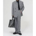 Striped Double-breasted Blazer / Loose Fit Dress Pants