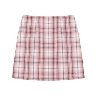 Fitted Plaid Mini Skirt Red - One Size