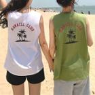 Printed-back Sleeveless T-shirt